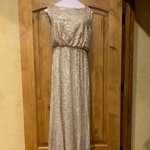 Long Sequin Blouson Dress